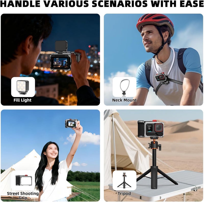 BRDRC Grip Kit for Insta360 Ace Pro 2 / Ace Pro (with Cage), Handle Holder Bundle Expansion Mount with Shutter Button, Quick Release, Cold Shoe for Insta 360 Ace Pro 2/Insta360 Ace Pro Accessories - Image 5